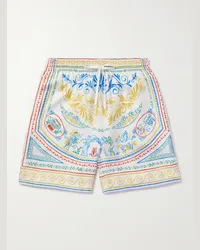 Casablanca Paris Shorts a gamba dritta in twill di seta stampato con coulisse Crayon Vase Multicolore