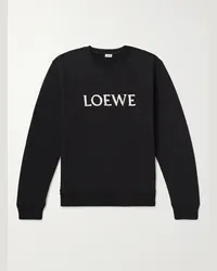 Loewe Felpa in jersey di cotone con logo ricamato Nero