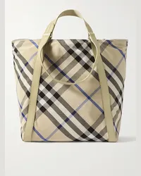 Burberry Tote bag grande in jacquard a quadri con finiture in pelle Neutri