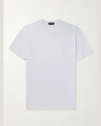 Tom Ford T-shirt in jersey di misto cotone e lyocell Bianco