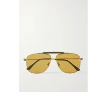 Tom Ford Occhiali da sole in acetato e metallo dorato stile aviator Jaden Oro