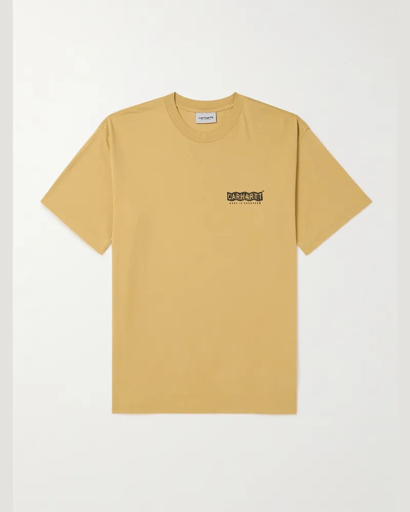 Carhartt WIP T-shirt in jersey di cotone con logo Stamp Giallo