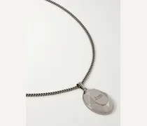 Collana con pendente in metallo argentato anticato