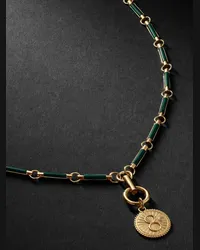 FOUNDRAE Karma 18-Karat Gold, Malachite and Diamond Necklace Verde