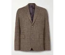 Blazer slim-fit in misto lana, cotone e lino principe di Galles