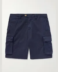 Brunello Cucinelli Shorts cargo a gamba dritta in twill di misto cotone Blu