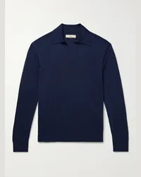 PURDEY Polo slim-fit in cashmere pettinato Duke Blu