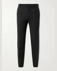 Alexander McQueen Pantaloni slim-fit in misto lana e mohair con pinces Nero