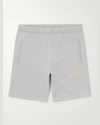 Carhartt WIP Shorts a gamba dritta in jersey di misto cotone con logo ricamato Chase Grigio