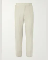 Alexander McQueen Pantaloni gessati a gamba affusolata in misto lana e mohair Grigio