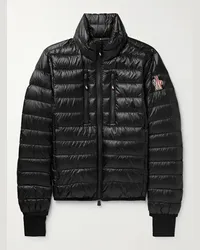 Moncler Piumino slim-fit in shell trapuntato con logo applicato Hers Nero