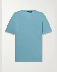 Incotex T-shirt in lino stretch Zanone Blu