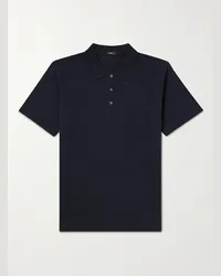 Theory Polo in jersey di cotone fiammato Bron Blu