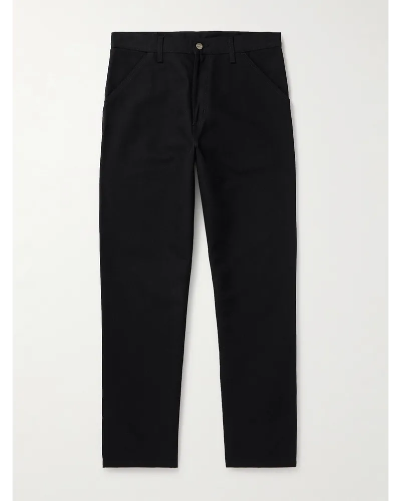 Carhartt WIP Pantaloni a gamba dritta in tela di cotone biologico Single Knee Nero