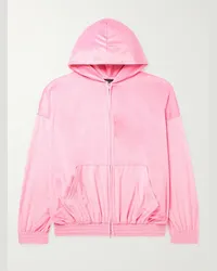 Balenciaga Felpa oversize in velluto con cappuccio e zip Rosa