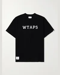 WTAPS T-shirt in jersey di cotone con logo e applicazione Nero