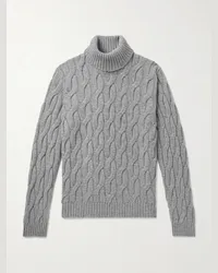 Incotex Pullover a collo alto in lana a trecce Zanone Grigio