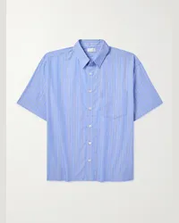 John Elliott + Co Camicia in popeline di cotone a righe Blu