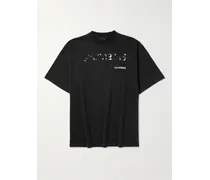 Balenciaga T-shirt in jersey di cotone con logo Nero