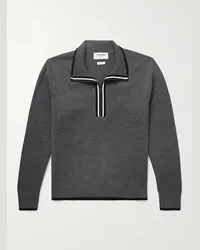 Thom Browne Pullover slim-fit in lana vergine con mezza zip Grigio