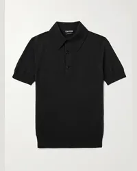 Tom Ford Polo slim-fit in misto cashmere e seta Nero