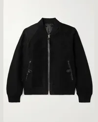 Tom Ford Bomber in cotone con finiture in pelle Nero