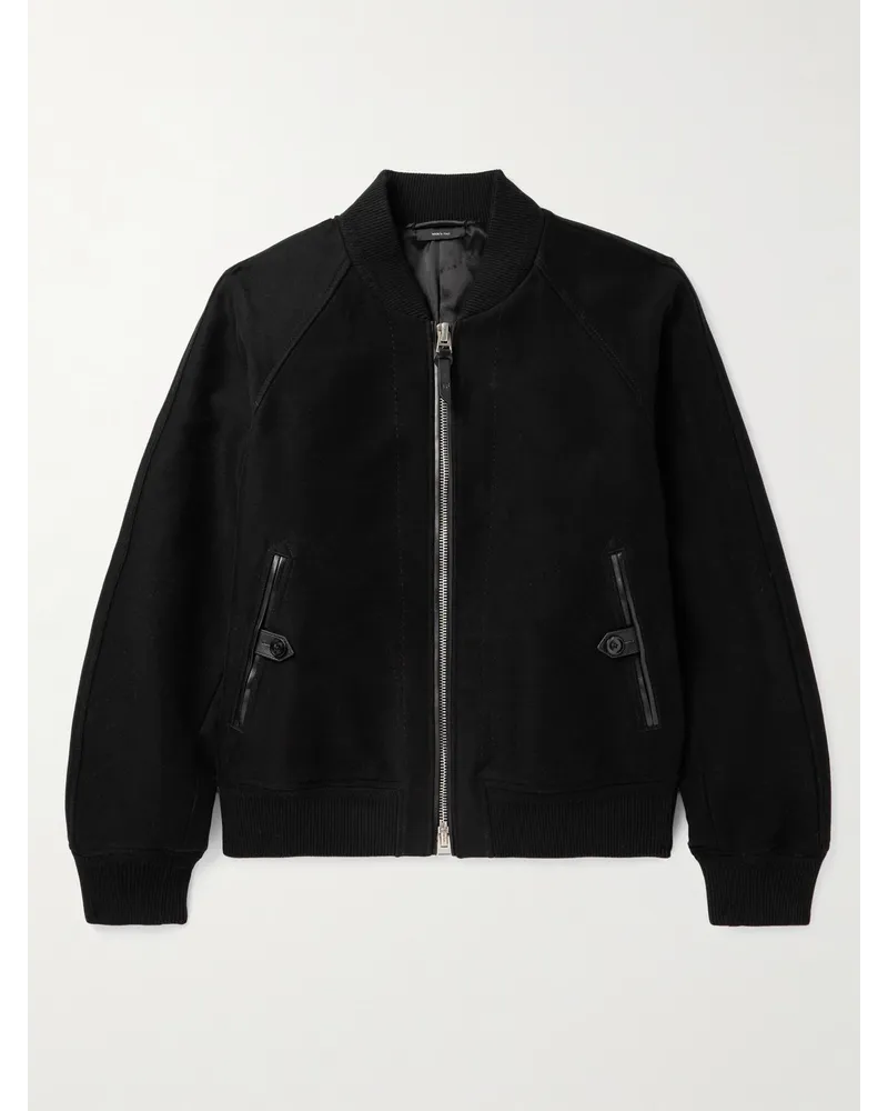 Tom Ford Bomber in cotone con finiture in pelle Nero