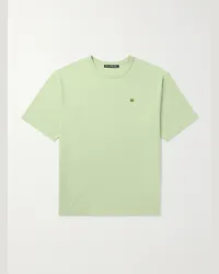 Acne Studios T-shirt in jersey di cotone con logo applicato Exford Verde