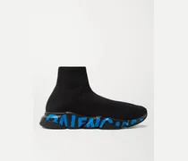 Balenciaga Sneakers slip-on in maglia stretch con logo stampato Speed Sock Nero