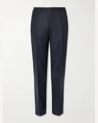 Canali Pantaloni slim-fit in flanella di lana Kei Blu