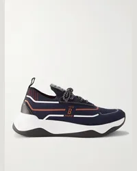 Berluti Sneakers in maglia stretch con finiture in camoscio, pelle e gomma Shadow Blu