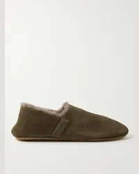 MR P. Slipper in camoscio con interno in shearling Babouche Verde