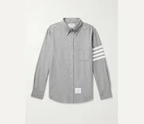 Button-Down Collar Striped Cotton-Chambray Shirt