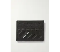 Balenciaga Logo-Print Embossed Metallic Full-Grain Leather Cardholder Nero