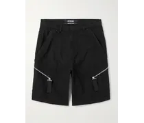 Shorts a gamba dritta in tela di cotone con zip Marrone