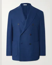 Boglioli Blazer doppiopetto slim-fit in tweed di misto lana Blu