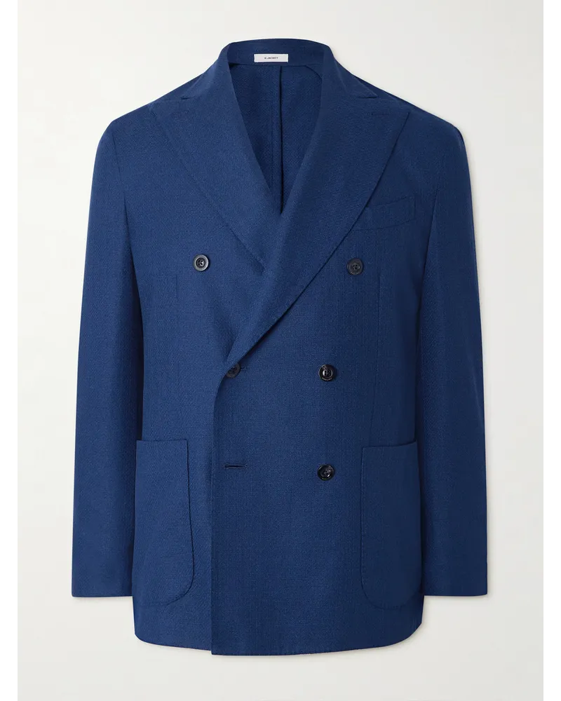 Boglioli Blazer doppiopetto slim-fit in tweed di misto lana Blu