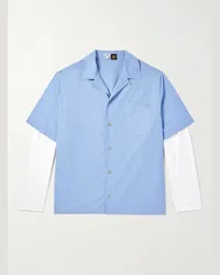 Loewe Paula's Ibiza Camicia in jersey di cotone e misto cotone a strati con colletto convertibile Blu