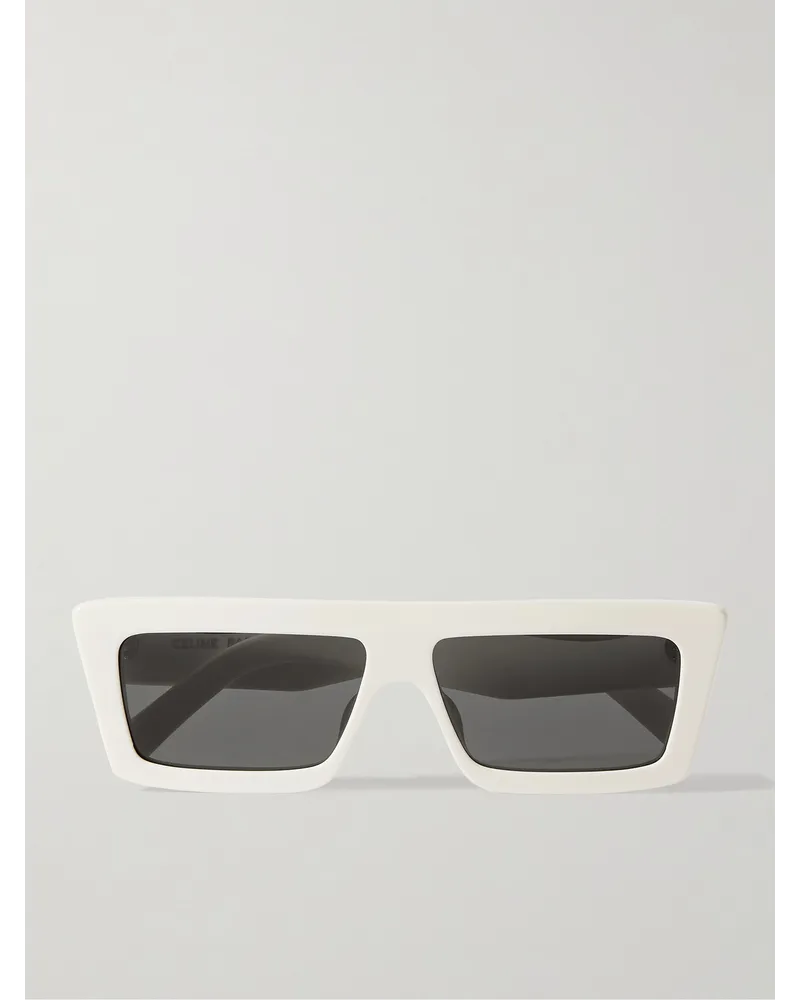 Celine Rectangle-Frame Acetate Sunglasses Bianco