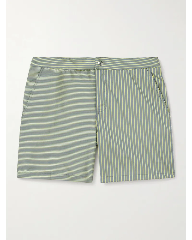 Paul Smith Shorts da mare medi a gamba dritta in jacquard a righe Verde