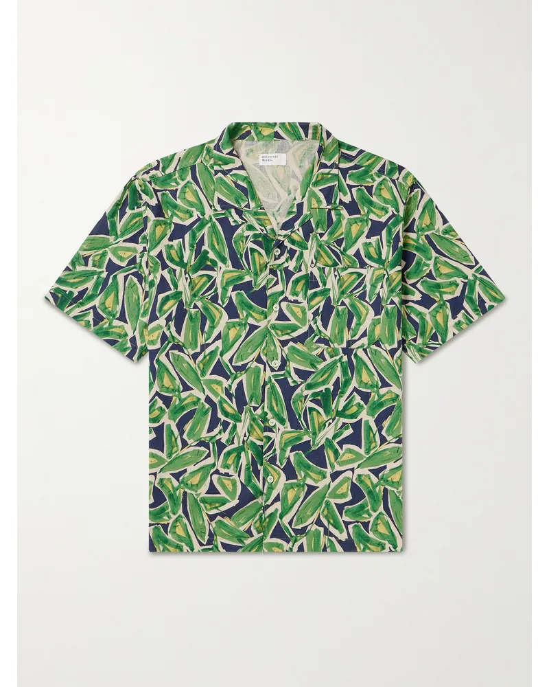 Universal Works Camicia in cotone stampato Minari Verde