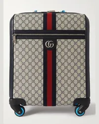 Gucci Trolley in tela spalmata con monogramma, finiture in pelle e nastro Web Savoy Neutri