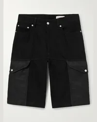 Alexander McQueen Shorts cargo a gamba dritta in denim con finiture in shell Nero