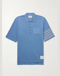 Thom Browne Polo in cotone piqué con righe Blu