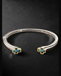 Stephen Webster Bracciale rigido in oro riciclato 18 carati e argento sterling con topazio blu Argento