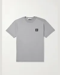 Stone Island T-shirt in jersey di cotone tinta in capo con logo applicato Grigio