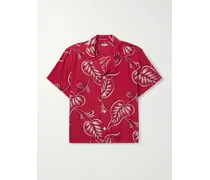 Camicia stampata con colletto aperto Creeping Begonia