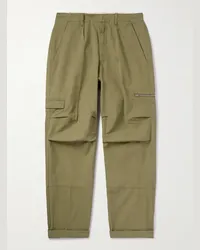 Tom Ford Pantaloni cargo a gamba dritta in twill di cotone con pinces Verde