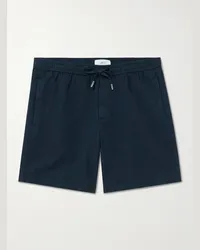 MR P. Shorts a gamba dritta in misto cotone e lino con coulisse Blu