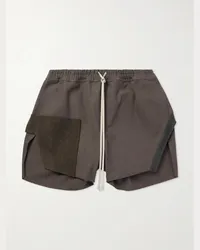 Rick Owens Shorts a gamba dritta in denim con finiture in feltro di lana e gomma Loden Marrone